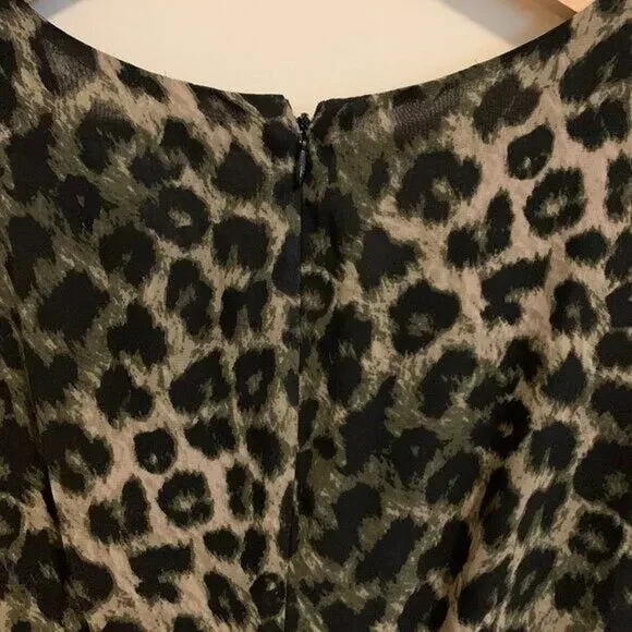 APT 9 Womens Size 12 Dress Chiffon Leopard Print Zipper Back Knee Length - Picture 6 of 7